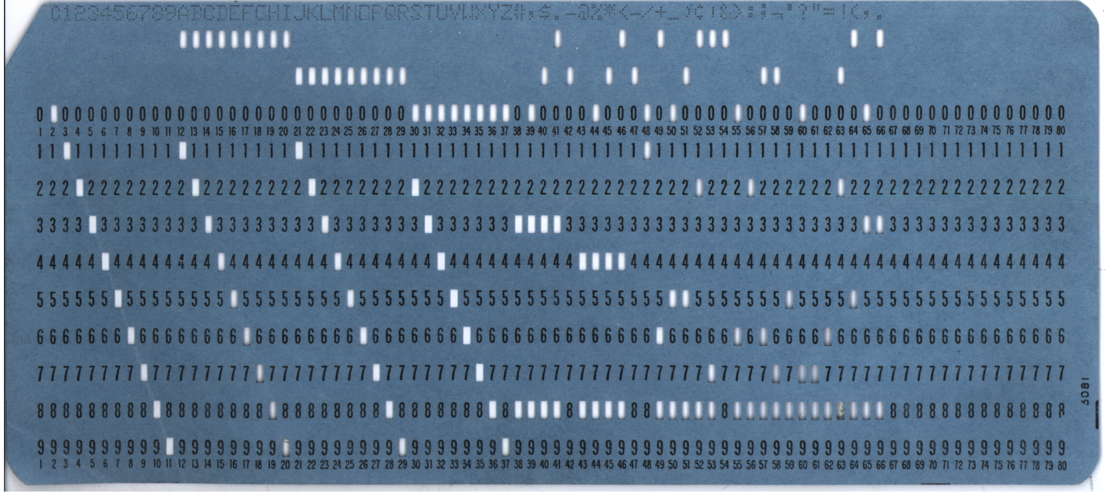 IBM punch card, showing the layout of the card